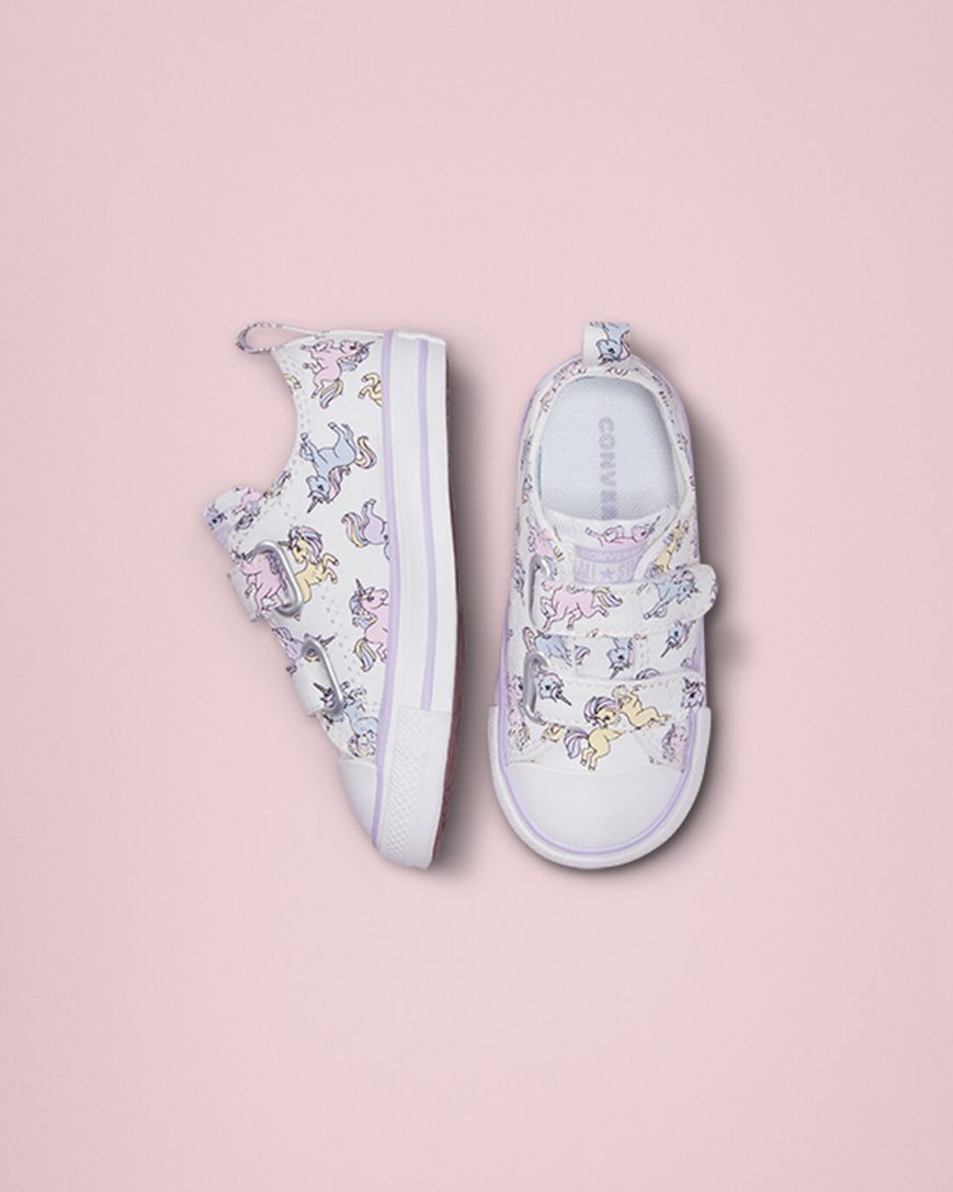 Tenisi Baieti Converse Chuck Taylor All Star Easy-On Unicorns Albi Gri Violet | RO ORHGW728